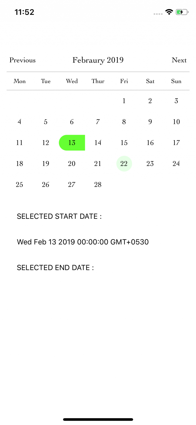 React Native Calendar Picker using react-native-calendar-picker