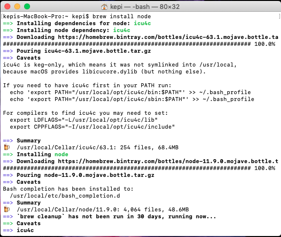 install npm mac brew