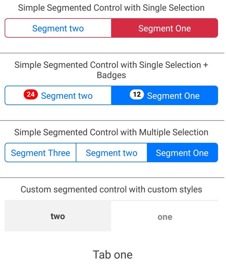 Segmented Control Tab in React Native for Android and iOS About React