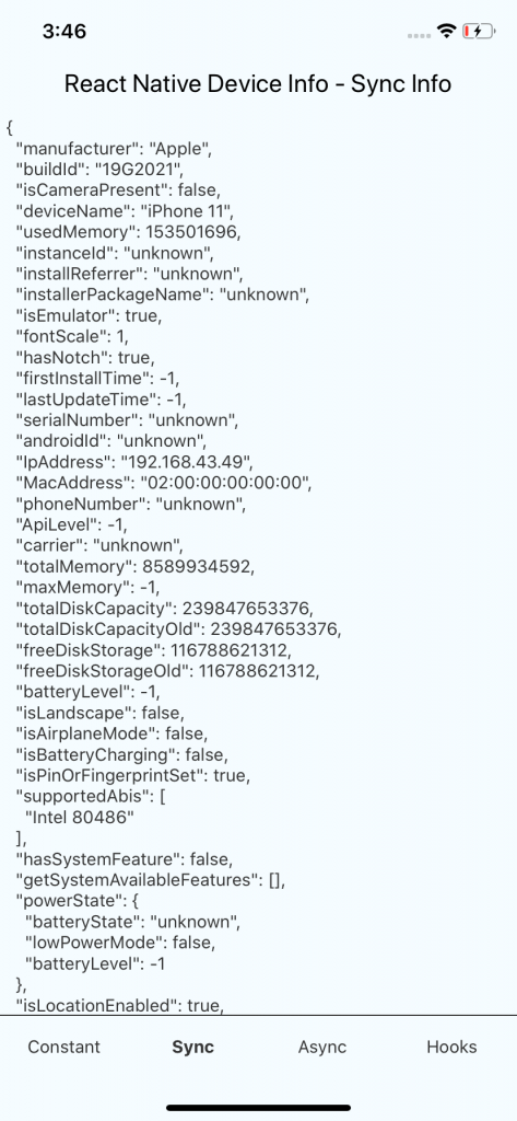 Example to Get Device Information in React Native - About React