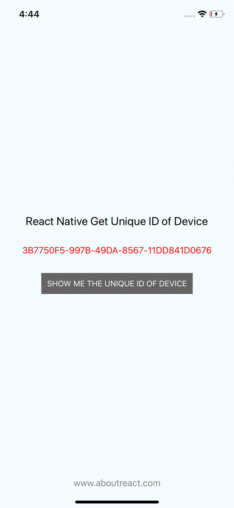 React Native Get Unique ID of Device - About React