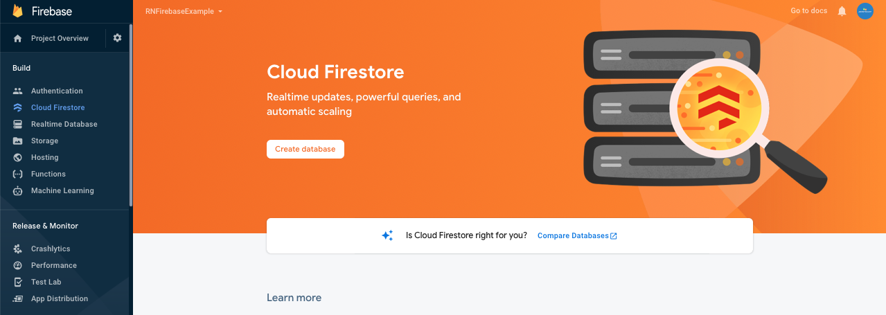 Integration of Firebase Cloud Firestore Database with React Native App